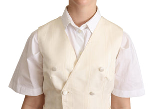 Beige Silk Sleeveless Waistcoat Vest Dolce & Gabbana
