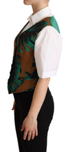 Green Jacquard Leaf Gold Waistcoat Vest Dolce & Gabbana