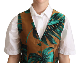 Green Jacquard Leaf Gold Waistcoat Vest Dolce & Gabbana