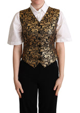 Black Gold Jacquard Silk Waistcoat Vest Dolce & Gabbana