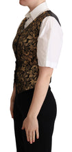 Black Gold Jacquard Silk Waistcoat Vest Dolce & Gabbana