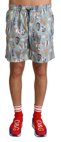 Blue Seashell Beachwear Swimwear Shorts Dolce & Gabbana