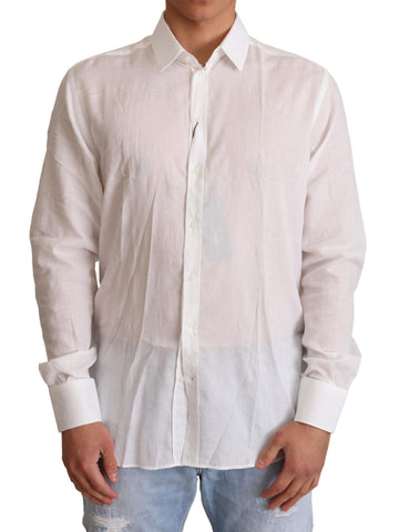 White Cotton Floral Pattern MARTINI Shirt Dolce & Gabbana