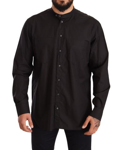 Black 100% Cotton Formal Dress Top Shirt Dolce & Gabbana