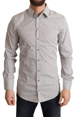 Gray Cotton Slim Fit Mens SICILY Shirt Dolce & Gabbana