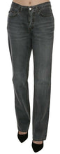 Gray Washed Mid Waist Straight Denim Pants Jeans Just Cavalli