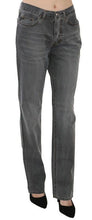 Gray Washed Mid Waist Straight Denim Pants Jeans Just Cavalli