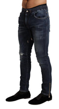 Blue Cotton Stretch Tattered Denim Jeans Dolce & Gabbana