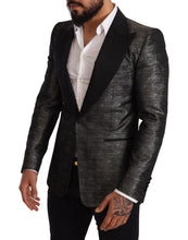 Gray Metallic Black Slim Tuxedo Blazer Dolce & Gabbana