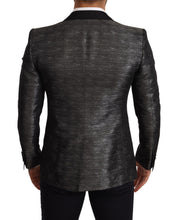 Gray Metallic Black Slim Tuxedo Blazer Dolce & Gabbana