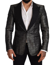 Gray Metallic Black Slim Tuxedo Blazer Dolce & Gabbana