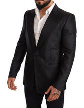 Black Metallic Slim Jacket Tuxedo Blazer Dolce & Gabbana