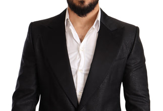 Black Metallic Slim Jacket Tuxedo Blazer Dolce & Gabbana