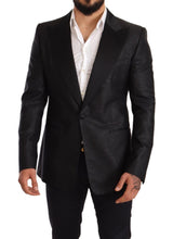 Black Metallic Slim Jacket Tuxedo Blazer Dolce & Gabbana
