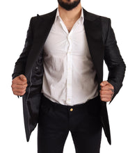 Black Metallic Slim Jacket Tuxedo Blazer Dolce & Gabbana