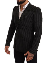 Black White Striped Slim Fit Coat Blazer Dolce & Gabbana