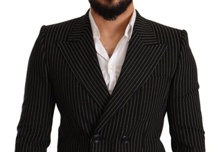 Black White Striped Slim Fit Coat Blazer Dolce & Gabbana