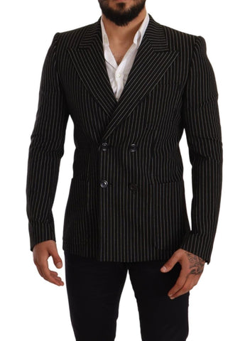 Black White Striped Slim Fit Coat Blazer Dolce & Gabbana