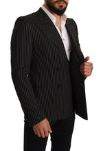 Black White Striped Slim Fit Coat Blazer Dolce & Gabbana