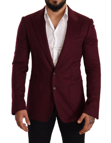 Maroon Cashmere Slim Fit Coat Jacket Blazer Dolce & Gabbana