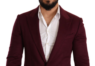 Maroon Cashmere Slim Fit Coat Jacket Blazer Dolce & Gabbana