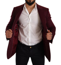 Maroon Cashmere Slim Fit Coat Jacket Blazer Dolce & Gabbana