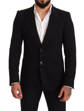 Black Cotton Slim Fit Coat Jacket  Blazer Dolce & Gabbana