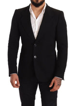 Black Cotton Slim Fit Coat Jacket  Blazer Dolce & Gabbana