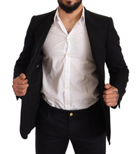 Black Cotton Slim Fit Coat Jacket  Blazer Dolce & Gabbana