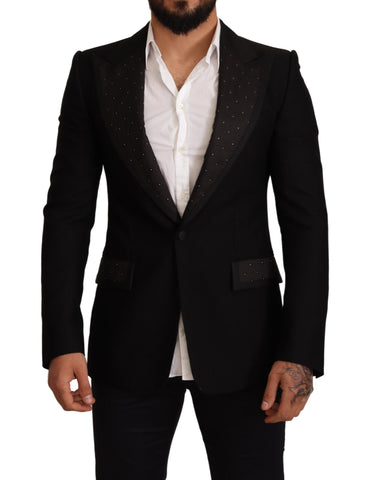 Black Wool Slim Fit Coat Blazer Jacket Dolce & Gabbana