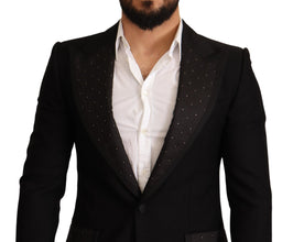 Black Wool Slim Fit Coat Blazer Jacket Dolce & Gabbana