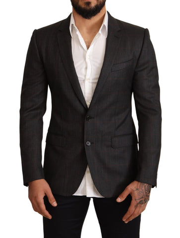 Gray Check Wool Slim Fit Blazer Jacket Dolce & Gabbana