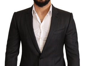 Gray Check Wool Slim Fit Blazer Jacket Dolce & Gabbana