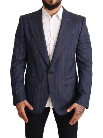 Blue Striped Wool Slim Fit Blazer Jacket Dolce & Gabbana
