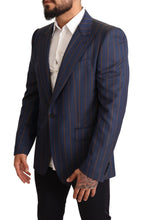 Blue Striped Wool Slim Fit Blazer Jacket Dolce & Gabbana