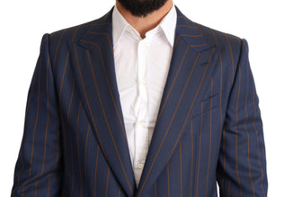Blue Striped Wool Slim Fit Blazer Jacket Dolce & Gabbana