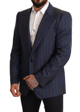 Blue Striped Wool Slim Fit Blazer Jacket Dolce & Gabbana