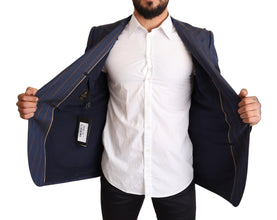 Blue Striped Wool Slim Fit Blazer Jacket Dolce & Gabbana