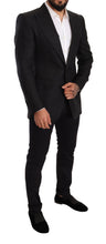 Black Linen Slim Fit Coat Jacket Blazer Dolce & Gabbana