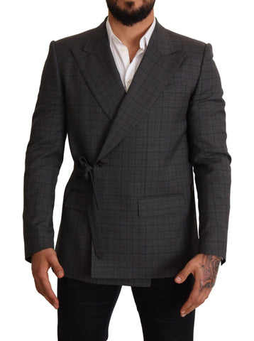 Gray Check Wool Slim Fit Blazer Jacket Dolce & Gabbana