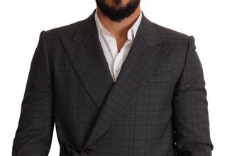 Gray Check Wool Slim Fit Blazer Jacket Dolce & Gabbana