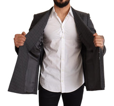 Gray Check Wool Slim Fit Blazer Jacket Dolce & Gabbana