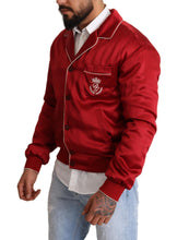 Red Silk Button DG Logo Bomber Jacket Dolce & Gabbana