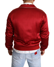 Red Silk Button DG Logo Bomber Jacket Dolce & Gabbana