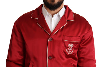 Red Silk Button DG Logo Bomber Jacket Dolce & Gabbana