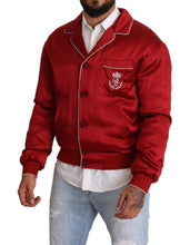 Red Silk Button DG Logo Bomber Jacket Dolce & Gabbana