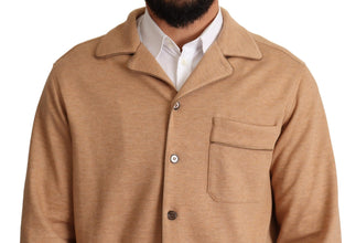 Brown Cotton Button Collared Coat Jacket Dolce & Gabbana