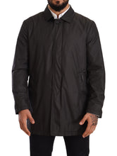 Black Polyester Mens Trench Coat Jacket Dolce & Gabbana