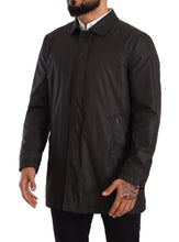 Black Polyester Mens Trench Coat Jacket Dolce & Gabbana