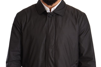 Black Polyester Mens Trench Coat Jacket Dolce & Gabbana